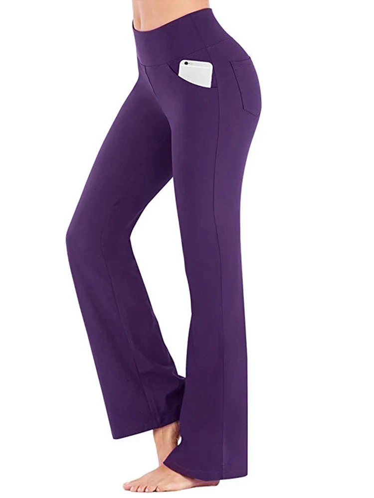 Damen Lange Hose Hüftjeans Schlaghose Yoga Leggins Freizeithose Jogginghose