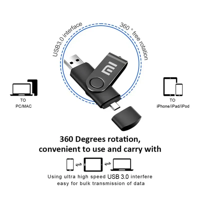 USB Stick 2TB 1TB USB-C Speicherstick Memorystick Flash Speicher Wasserdicht PC