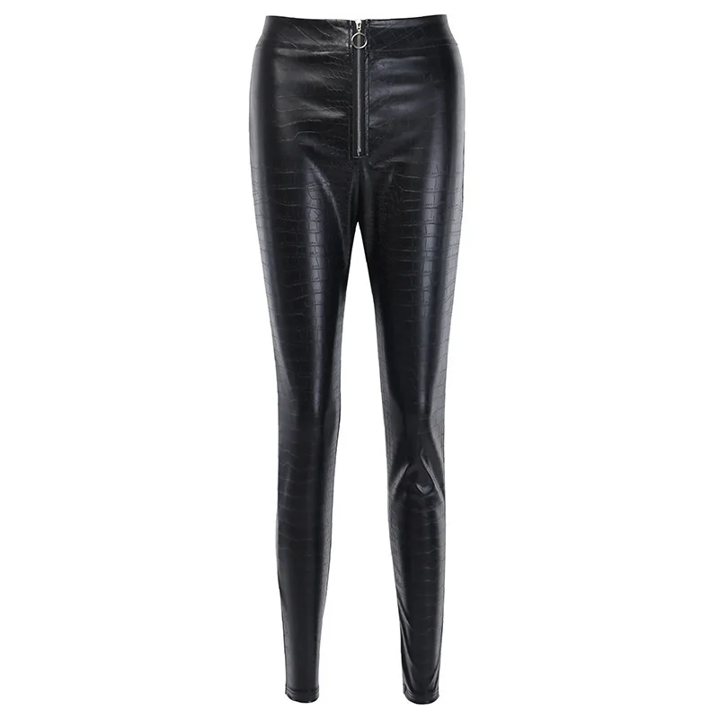 Sexy Damen Leggings Push Up Leggins Hose glänzendes PU Lederhose Reißverschluss