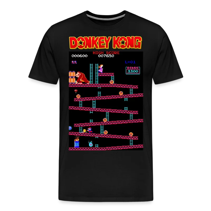 Fashion Herren Gaming Top Donkey T-Shirt Retro Streetwear 100% Baumwolle