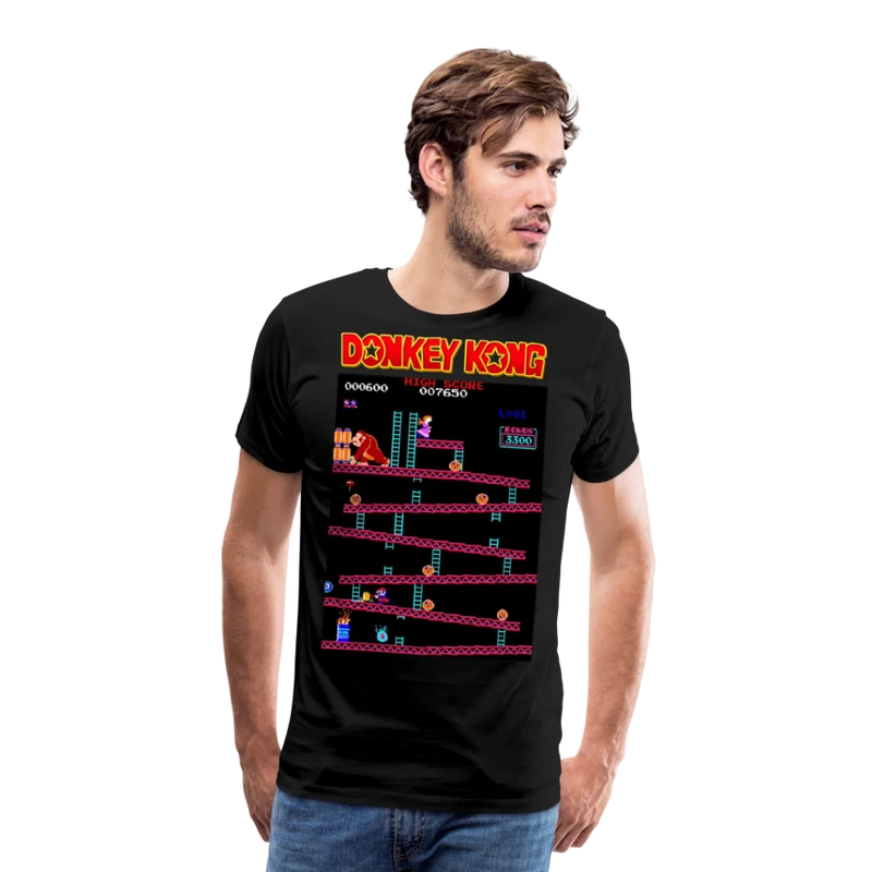 Fashion Herren Gaming Top Donkey T-Shirt Retro Streetwear 100% Baumwolle