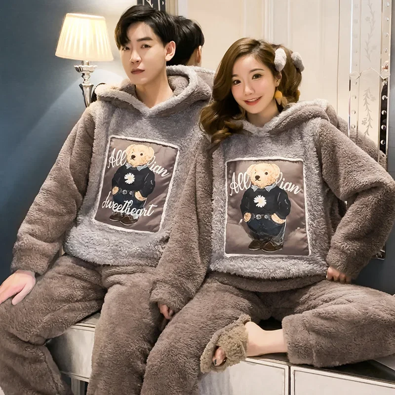 Damen Herren Freizeitanzug Teddy Hausanzug Jogginganzug Fleece Schlafanzug