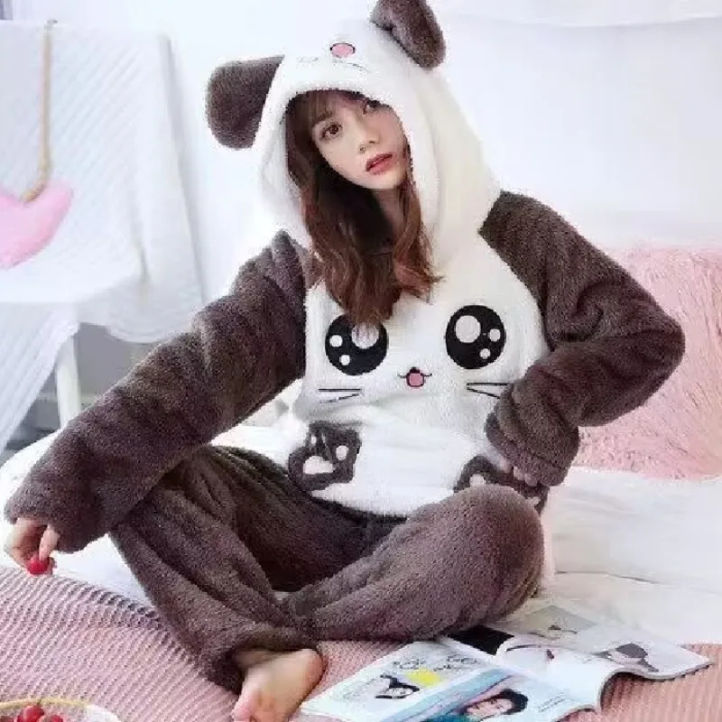 Damen Freizeitanzug Teddy Hausanzug Jogginganzug Fleece Schlafanzug