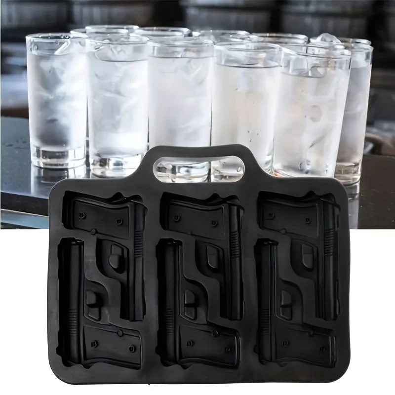 3D Silikon Eiswürfelform Pistole Gun Party Eiswürfel Cocktails Eiswürfelschale