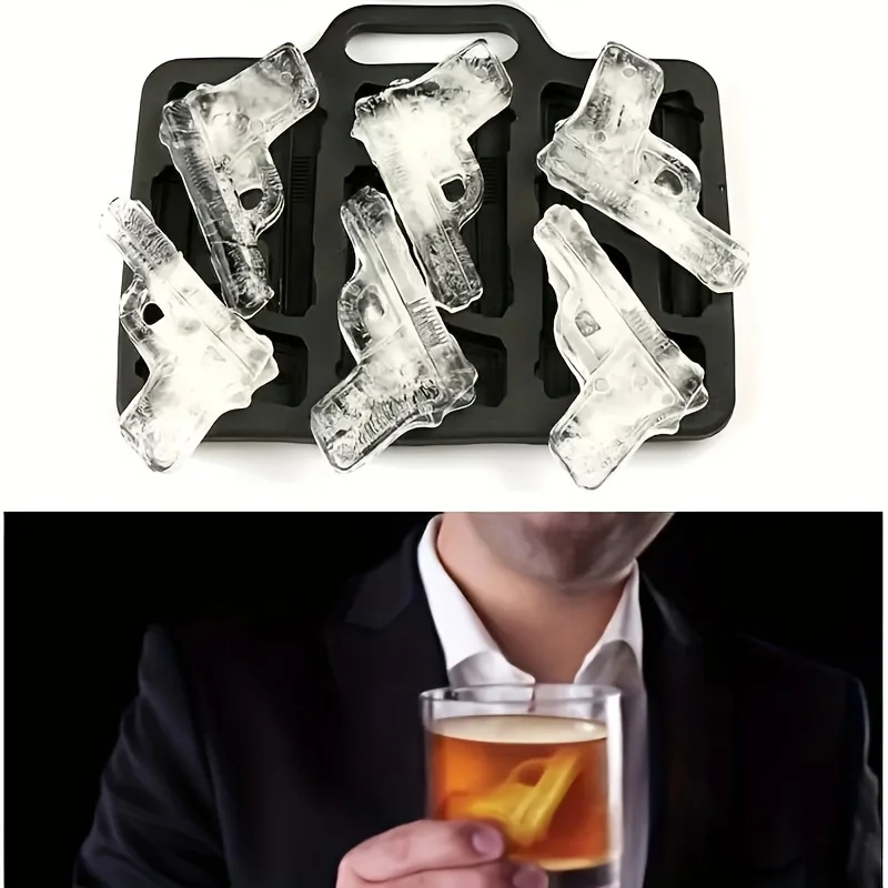 3D Silikon Eiswürfelform Pistole Gun Party Eiswürfel Cocktails Eiswürfelschale