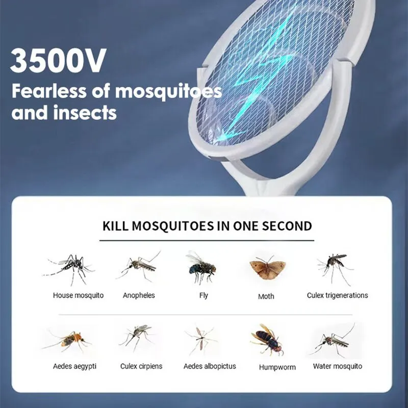 5 in 1 Mückenklatsche Elektrische Fliegenklatsche Insektenfalle Akku UV-Licht