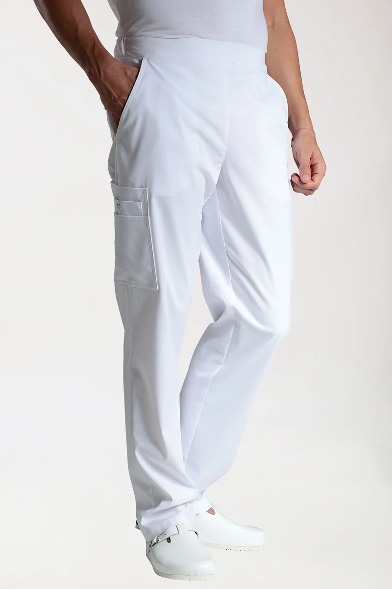 CLINIC STRETCH Hose Unisex - mit Beintasche weiß
