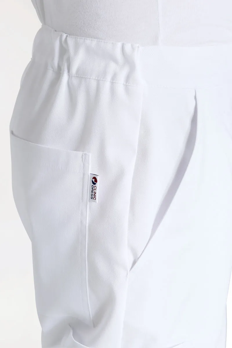 CLINIC STRETCH Hose Unisex - mit Beintasche weiß