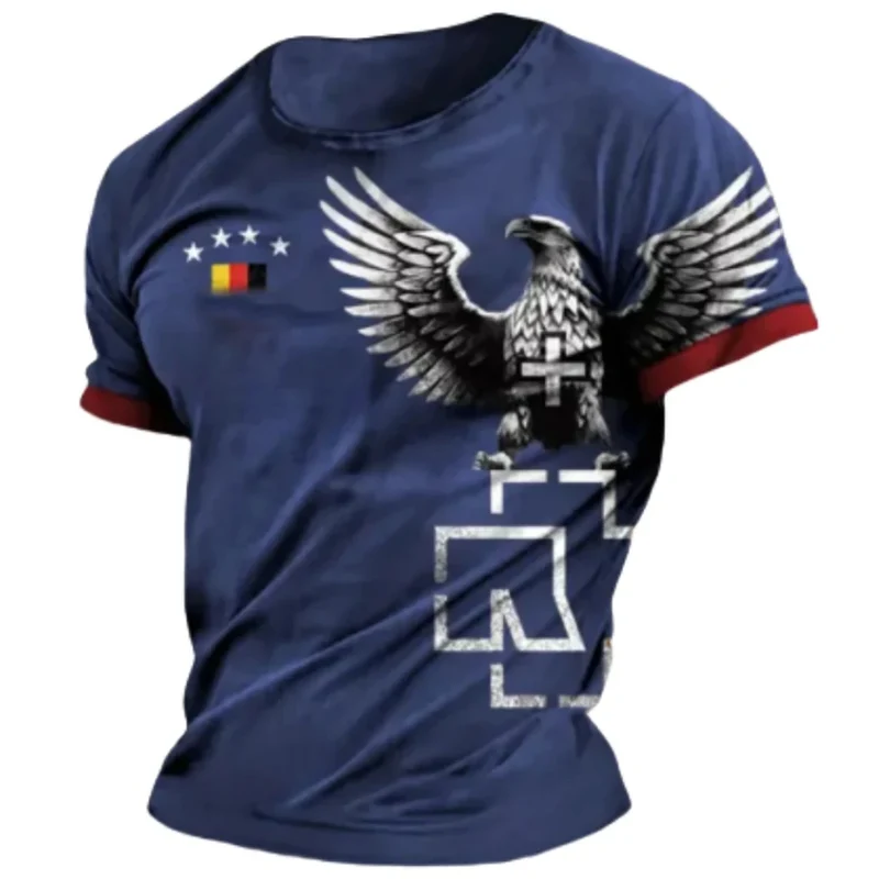 Herren Fashion Deutschland Vintage 3D T-Shirt Rundhals Unisex Sommer Streetwear