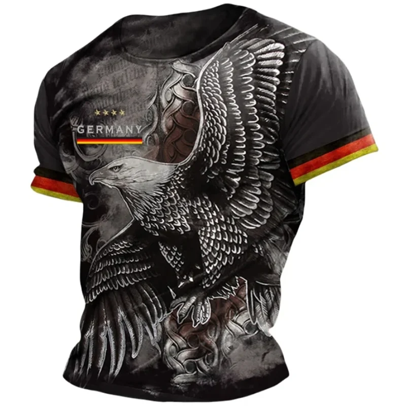 Herren Fashion Deutschland Vintage 3D T-Shirt Rundhals Unisex Sommer Streetwear