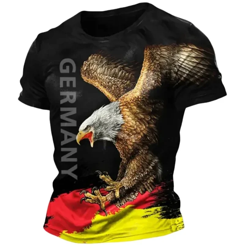Herren Fashion Deutschland Vintage 3D T-Shirt Rundhals Unisex Sommer Streetwear