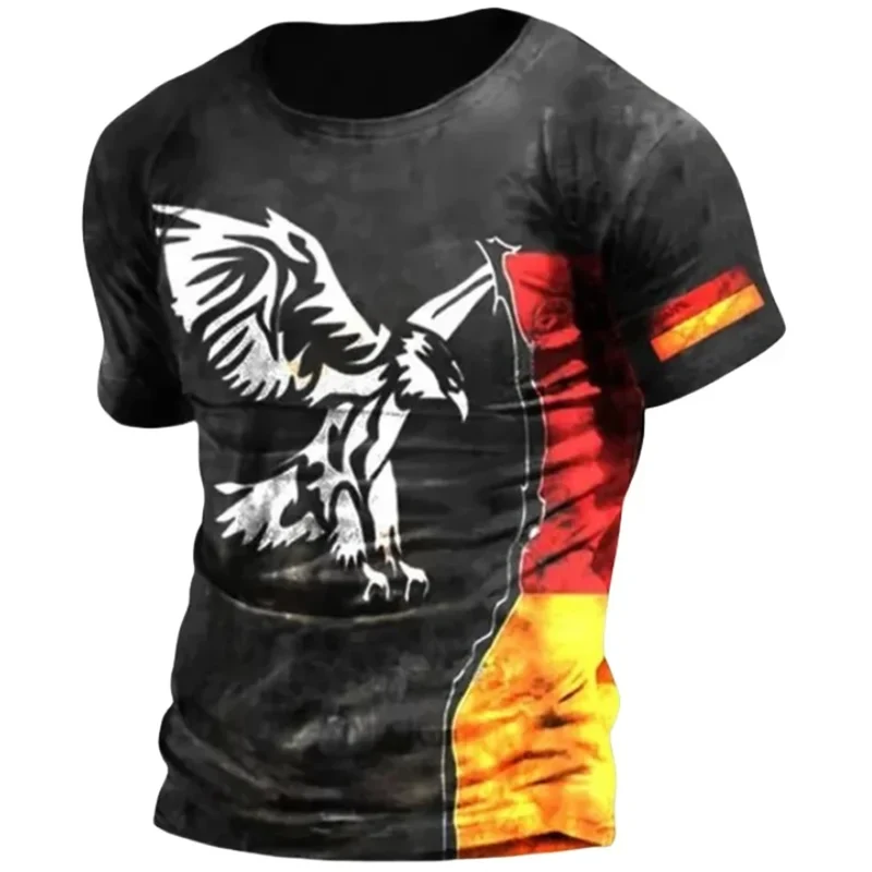 Herren Fashion Deutschland Vintage 3D T-Shirt Rundhals Unisex Sommer Streetwear