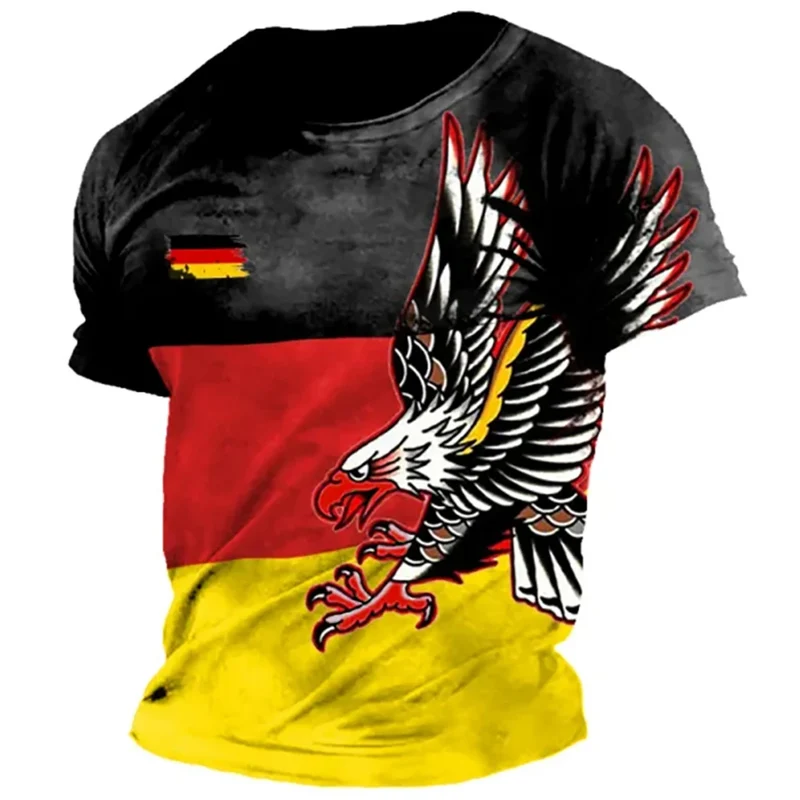 Herren Fashion Deutschland Vintage 3D T-Shirt Rundhals Unisex Sommer Streetwear