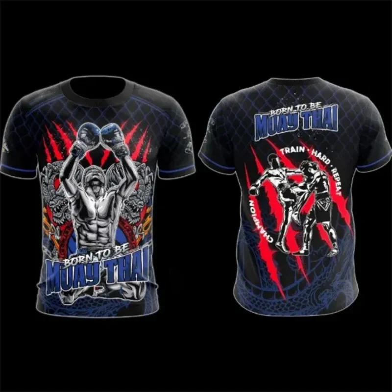 Herren Fashion Muay Thai Boxing T-Shirt Rundhals Unisex Sommer Streetwear