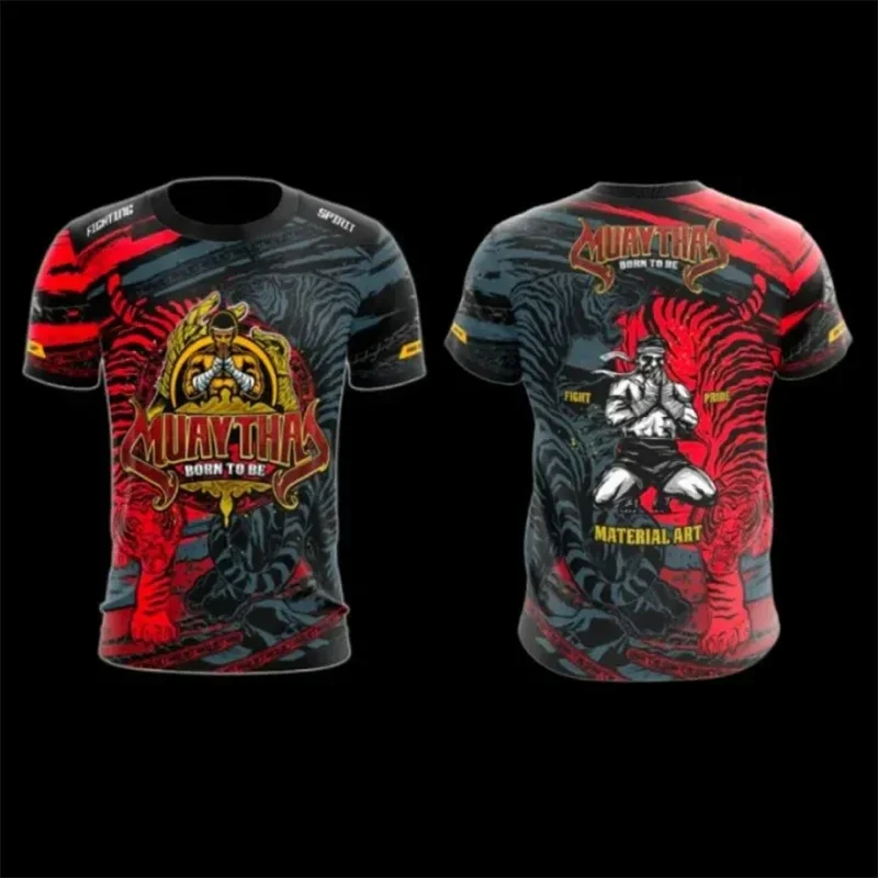 Herren Fashion Muay Thai Boxing T-Shirt Rundhals Unisex Sommer Streetwear