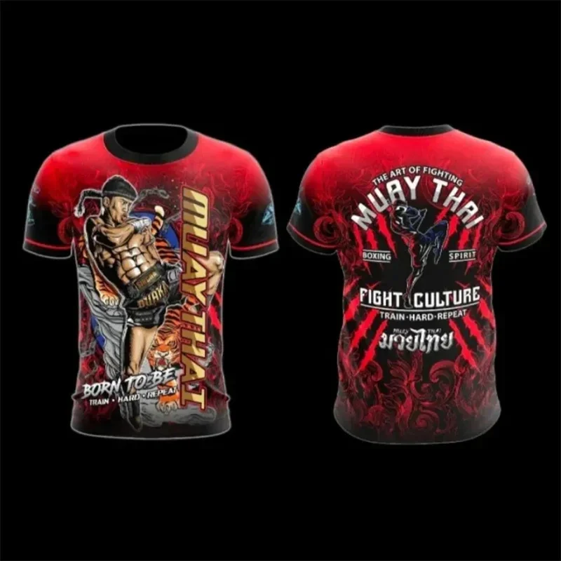 Herren Fashion Muay Thai Boxing T-Shirt Rundhals Unisex Sommer Streetwear