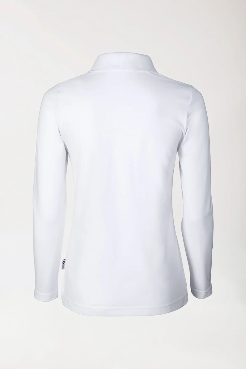 Stretch Shirt Damen - 1/1 Arm mit Polokragen weiß