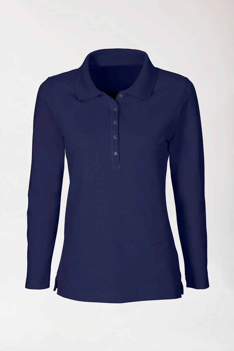 Stretch Shirt Damen - 1/1 Arm mit Polokragen navy
