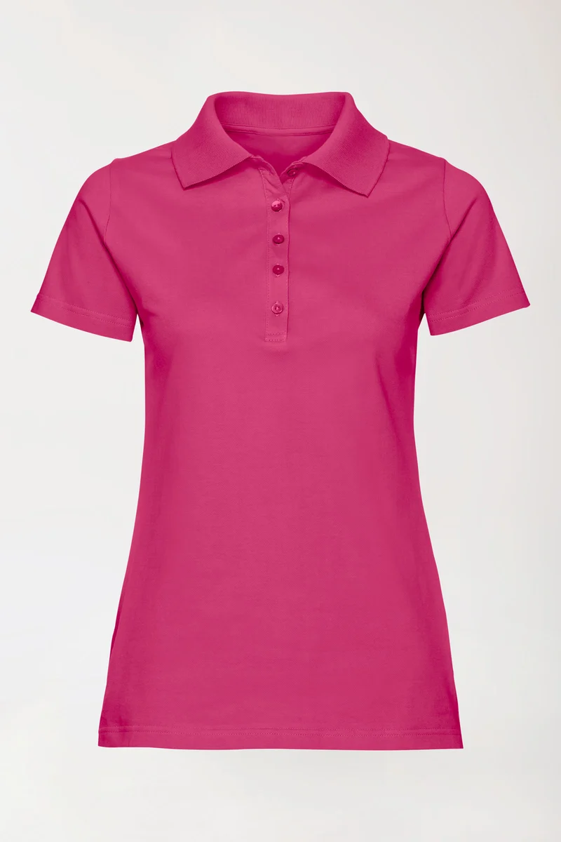 Stretch Shirt Damen - Polokragen pink