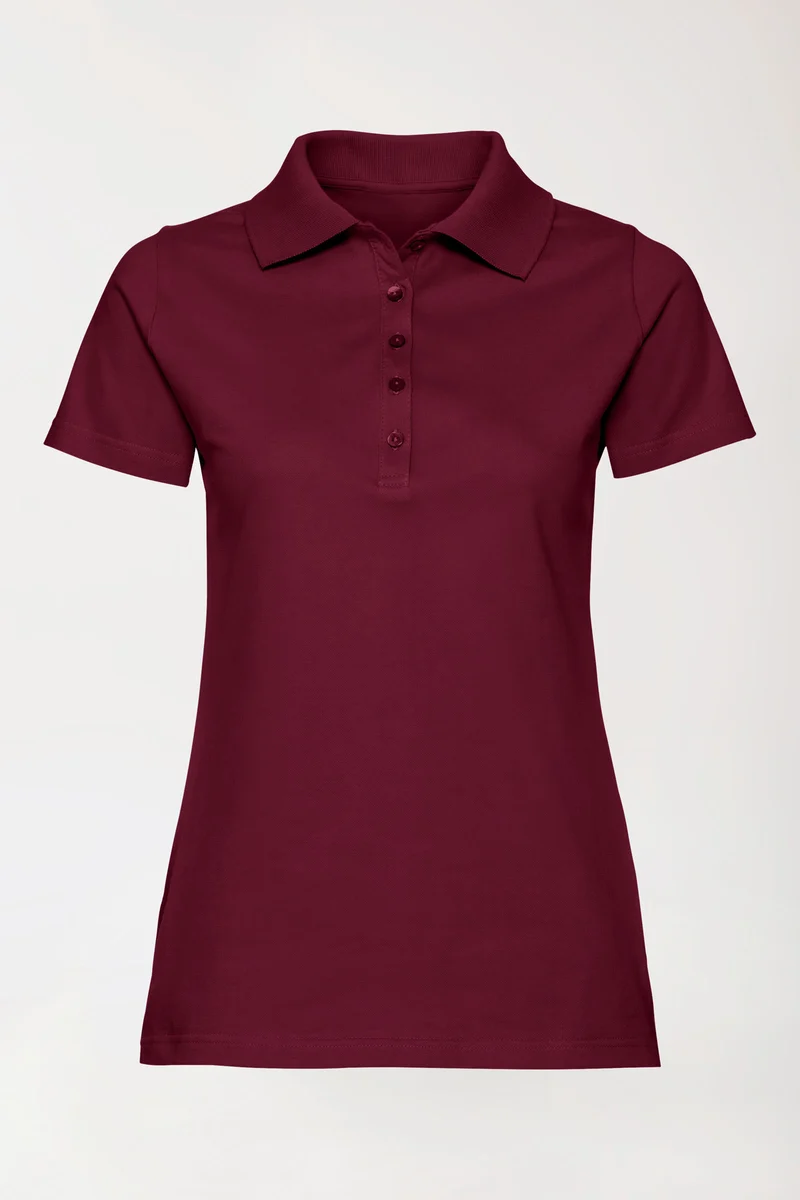 Stretch Shirt Damen - Polokragen bordeaux