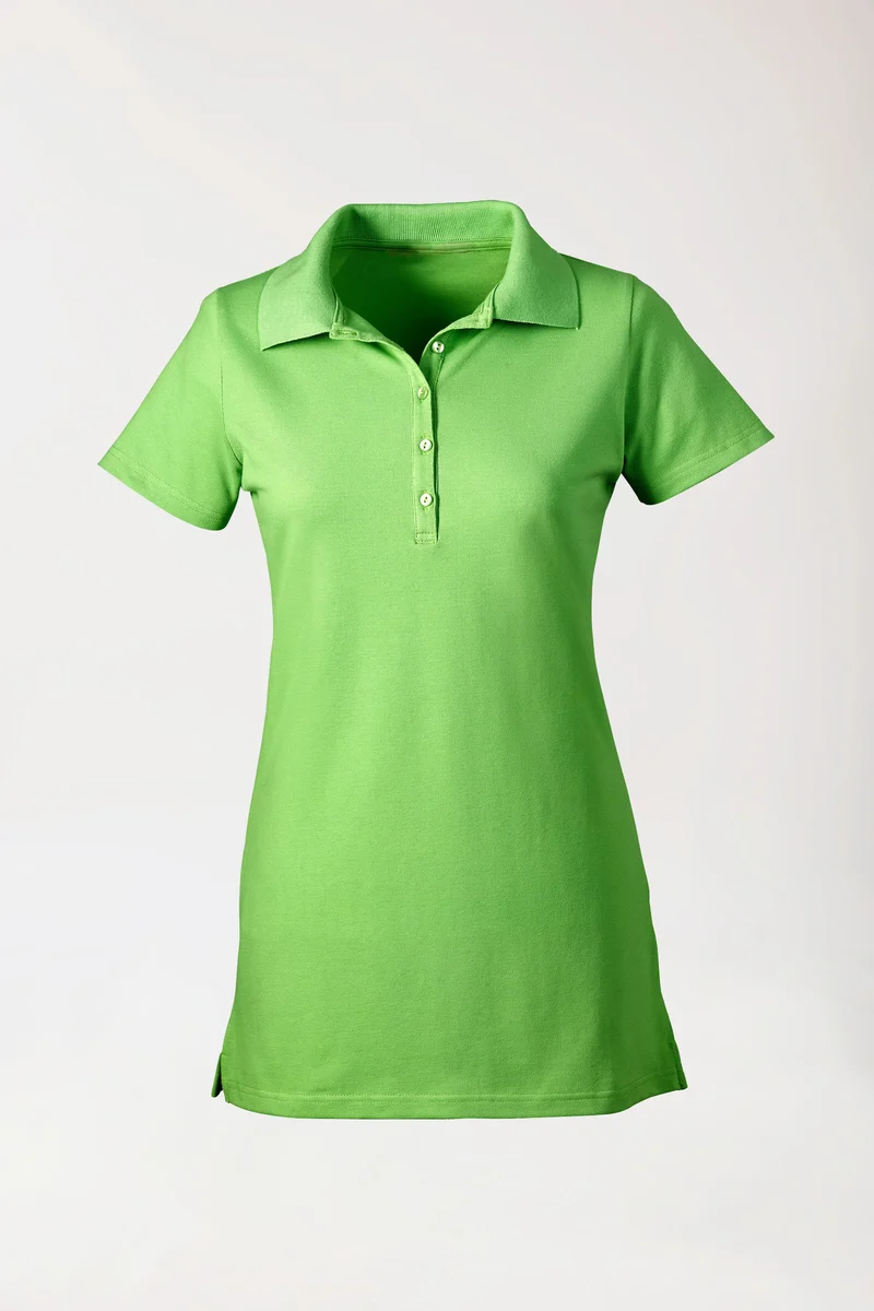 Stretch Longshirt Damen - Polokragen apfelgrün