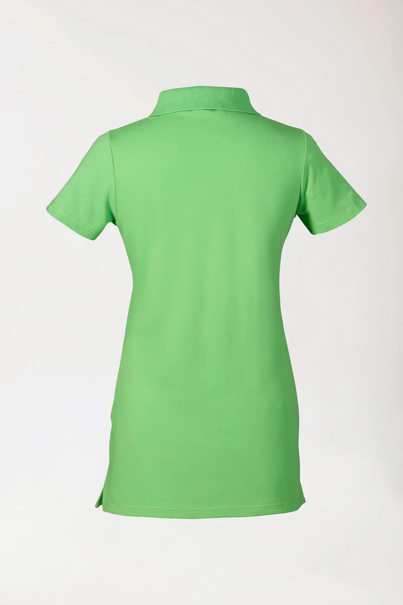 Stretch Longshirt Damen - Polokragen apfelgrün