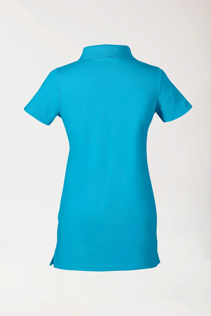 Stretch Longshirt Damen - Polokragen türkis
