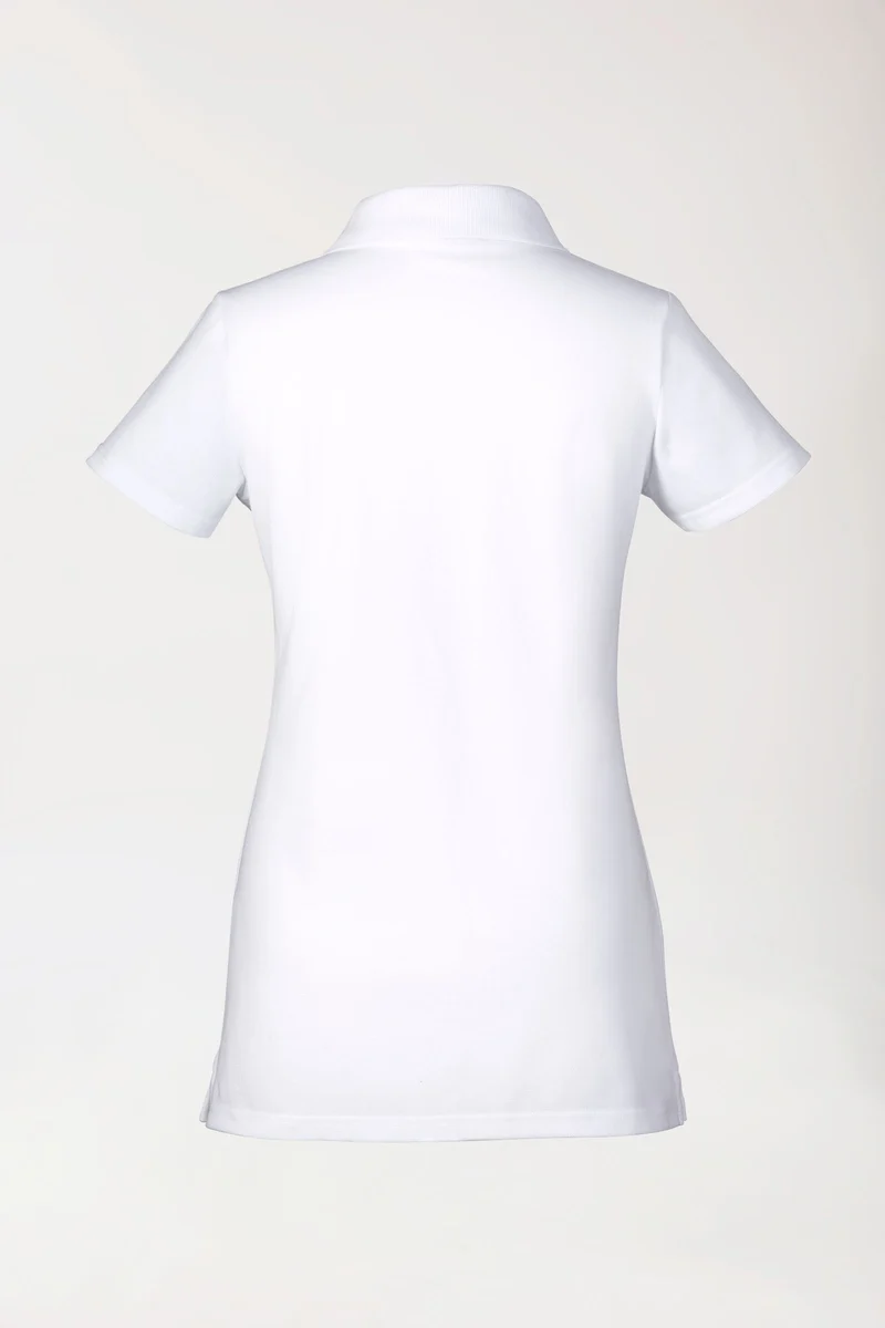 Stretch Longshirt Damen - Polokragen weiß