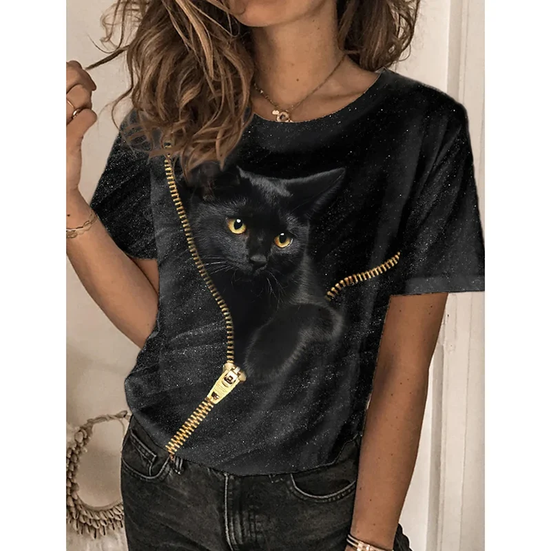 Damen Sommer Top Yorkshire T-Shirt Rundhals Streetwear lockeres Damentop Bluse