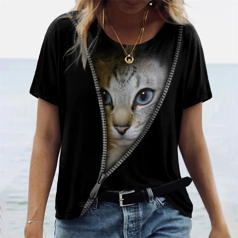 Damen Sommer Top Yorkshire T-Shirt Rundhals Streetwear lockeres Damentop Bluse
