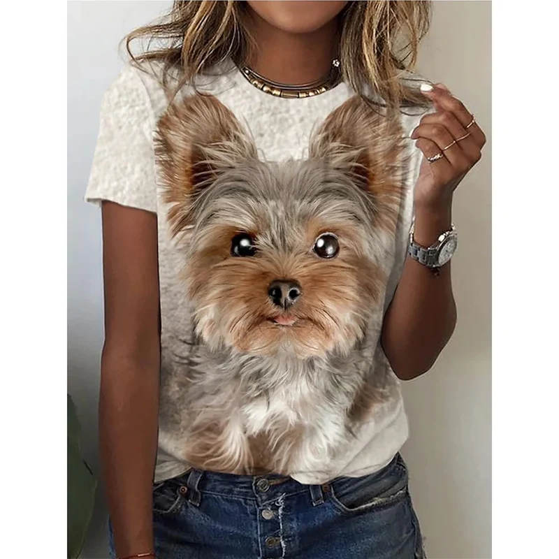 Damen Sommer Top Yorkshire T-Shirt Rundhals Streetwear lockeres Damentop Bluse