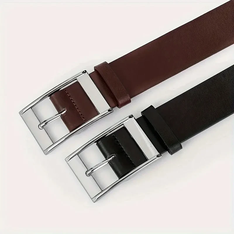 Fashion Jeansgürtel Herren Eckig Schnalle Echt Leder Gürtel Ledergürtel Schwarz