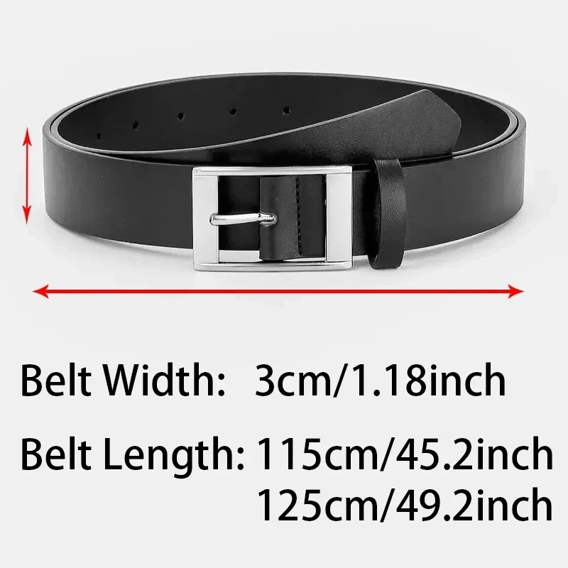 Fashion Jeansgürtel Herren Eckig Schnalle Echt Leder Gürtel Ledergürtel Schwarz
