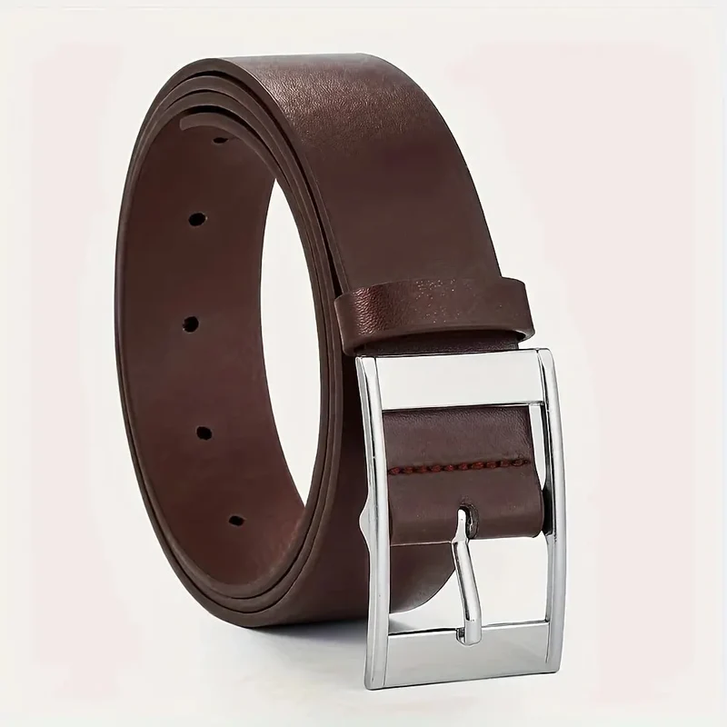 Fashion Jeansgürtel Herren Eckig Schnalle Echt Leder Gürtel Ledergürtel Schwarz