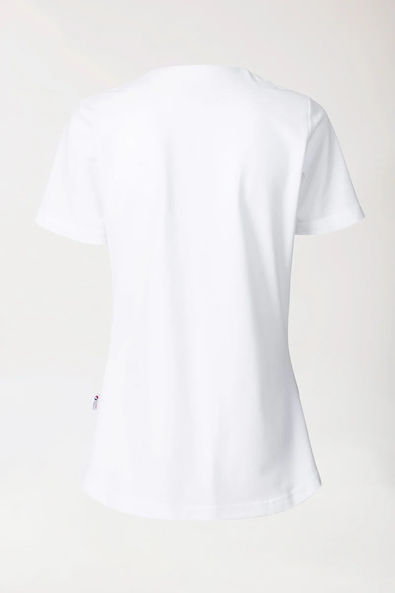 Piqué Longshirt Damen - diagonaler Ausschnitt weiß