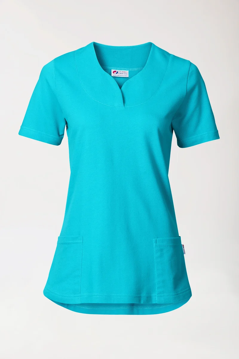 Piqué Longshirt Damen - diagonaler Ausschnitt curaçao