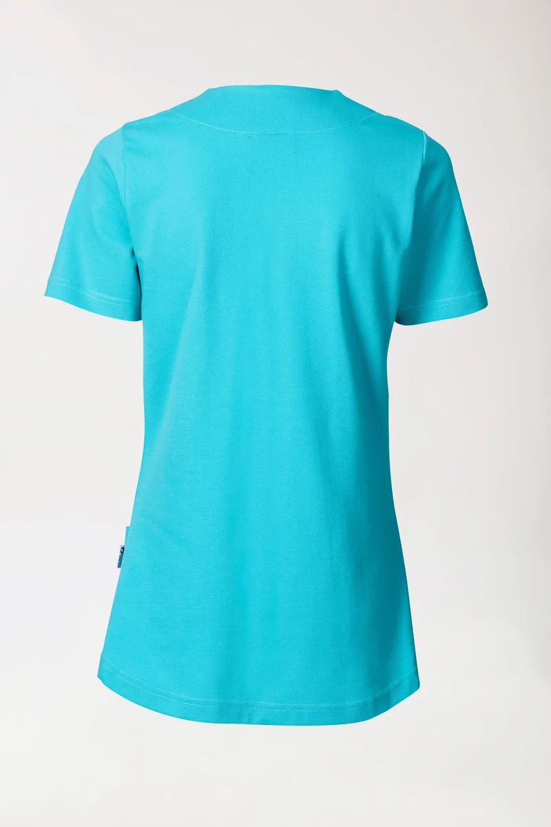 Piqué Longshirt Damen - diagonaler Ausschnitt curaçao