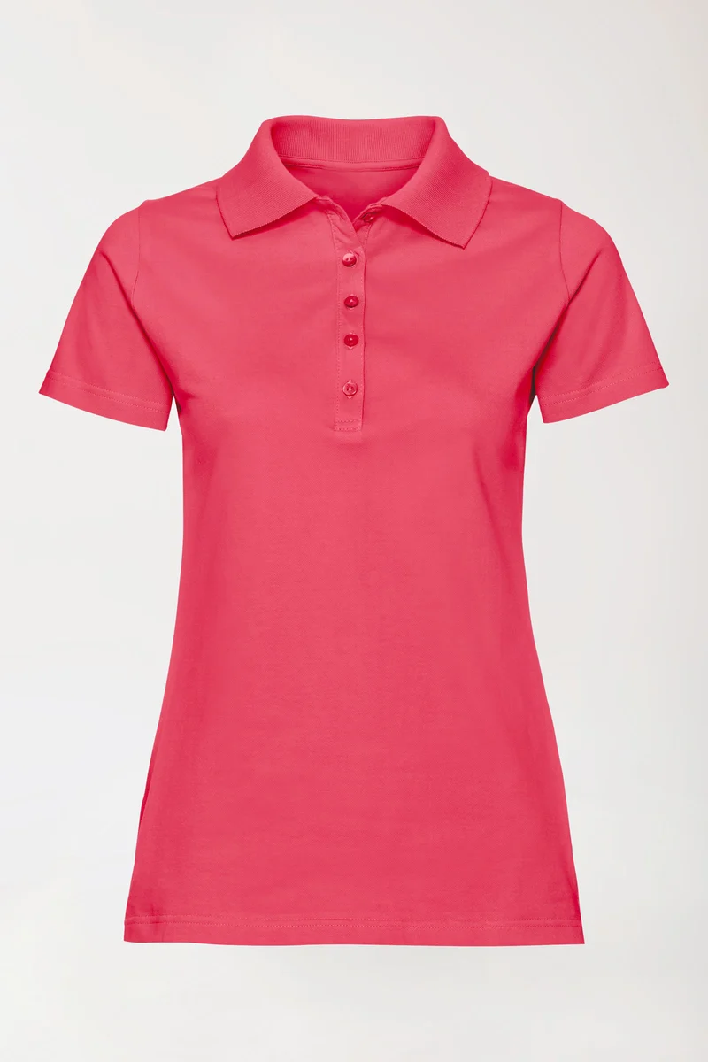 Stretch Shirt Damen - Polokragen lipstick