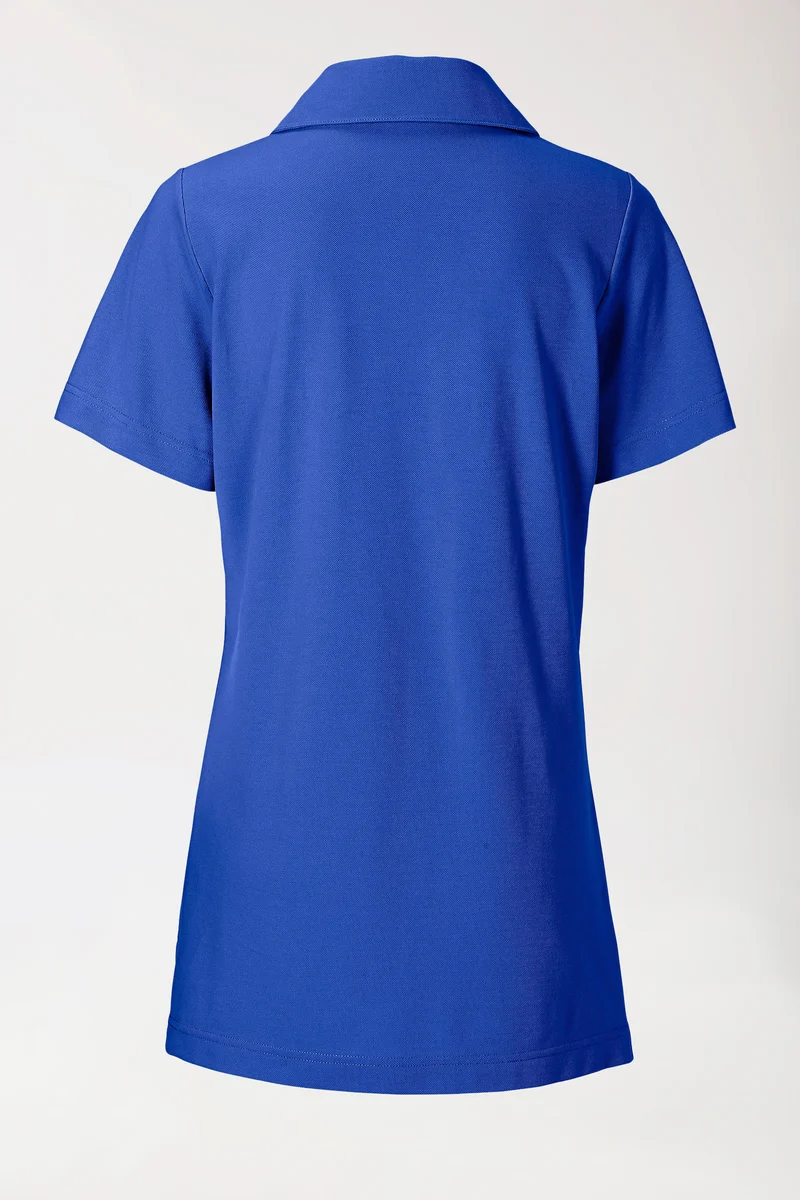 Piqué Longshirt Damen - mit Kragen königsblau