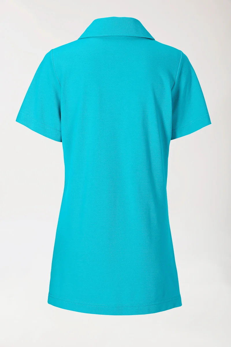 Piqué Longshirt Damen - mit Kragen curaçao