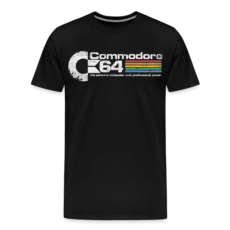 Fashion Herren Gaming Top Commodore T-Shirt Retro Streetwear 100 % Baumwolle