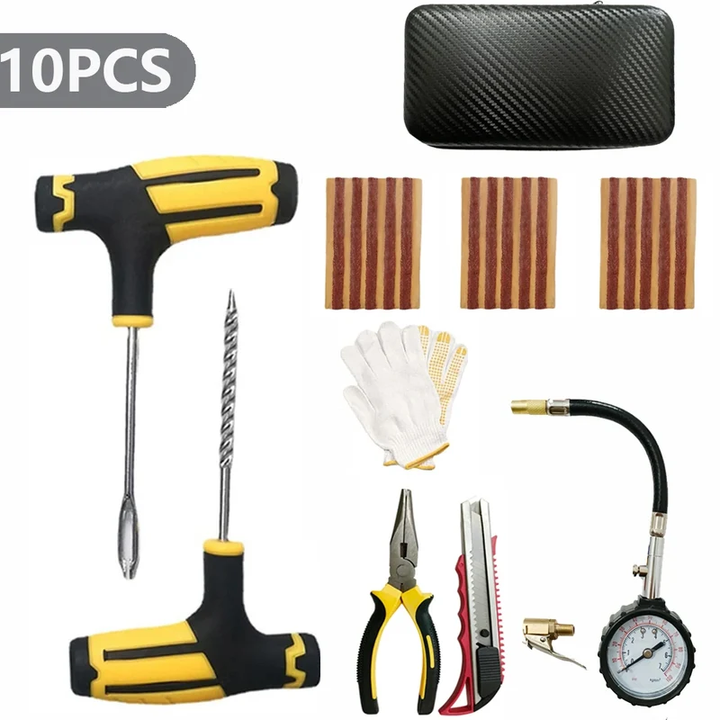 Auto Reifenreparatur Set PKW Pannenset Flickzeug + Zange Reparatur-Set Motorrad