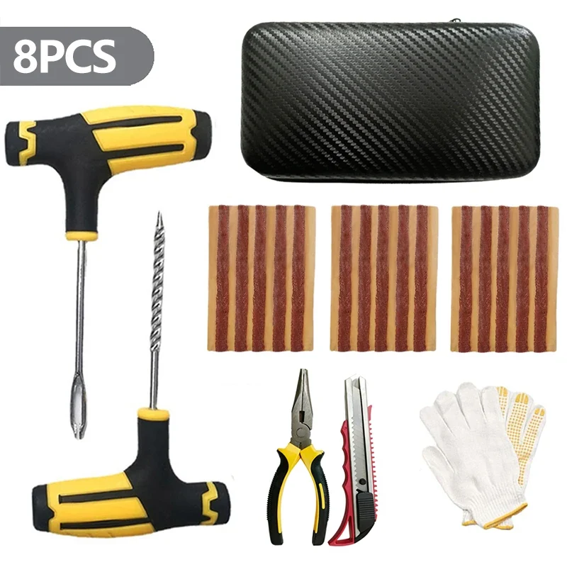 Auto Reifenreparatur Set PKW Pannenset Flickzeug + Zange Reparatur-Set Motorrad