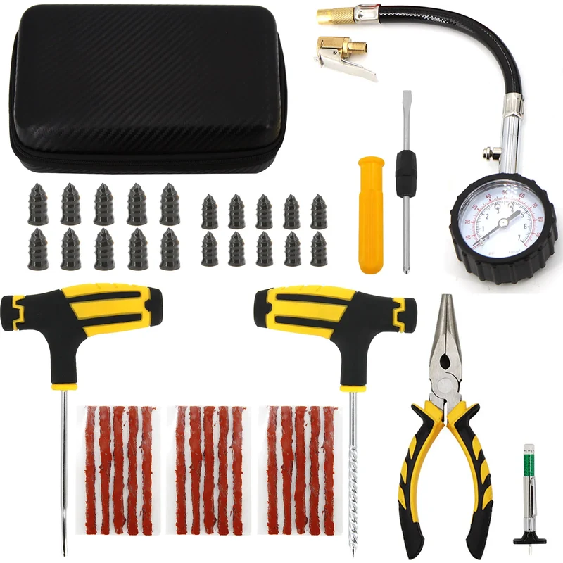 Auto Reifenreparatur Set PKW Pannenset 50Tlg Flickzeug + Zange Reparatur-Set