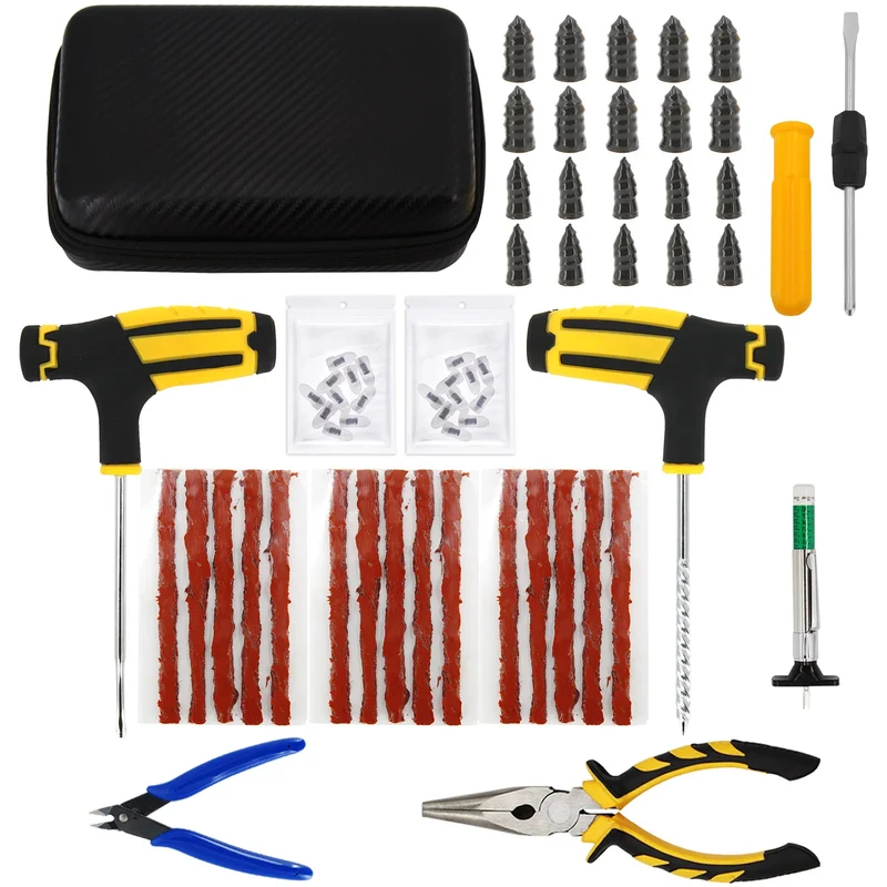 Auto Reifenreparatur Set PKW Pannenset 50Tlg Flickzeug + Zange Reparatur-Set