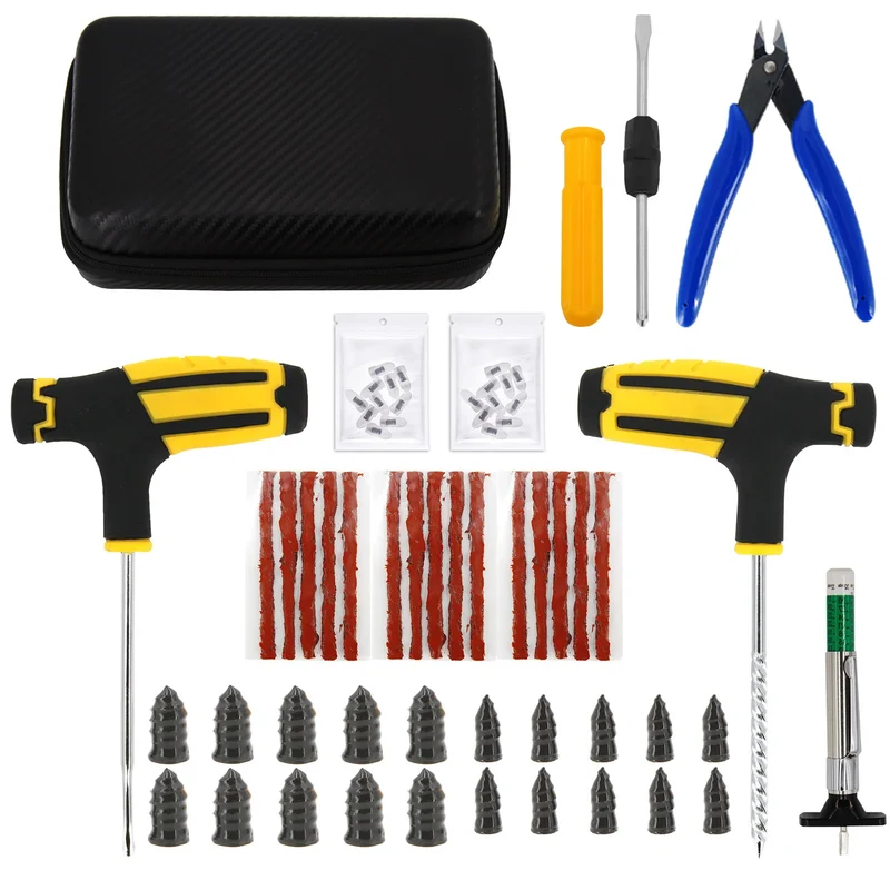 Auto Reifenreparatur Set PKW Pannenset 50Tlg Flickzeug + Zange Reparatur-Set