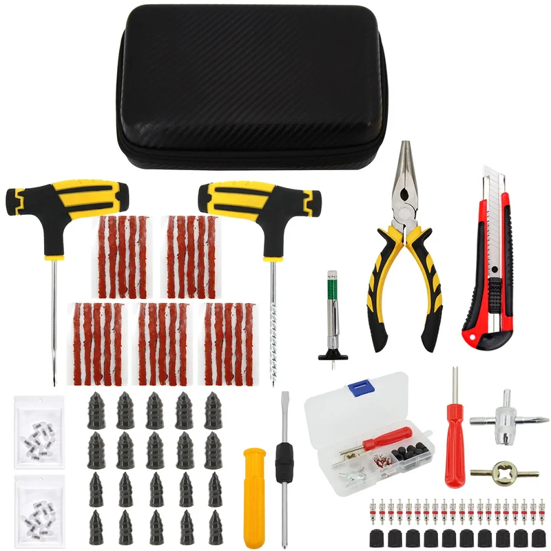 Auto Reifenreparatur Set PKW Pannenset 50Tlg Flickzeug + Zange Reparatur-Set