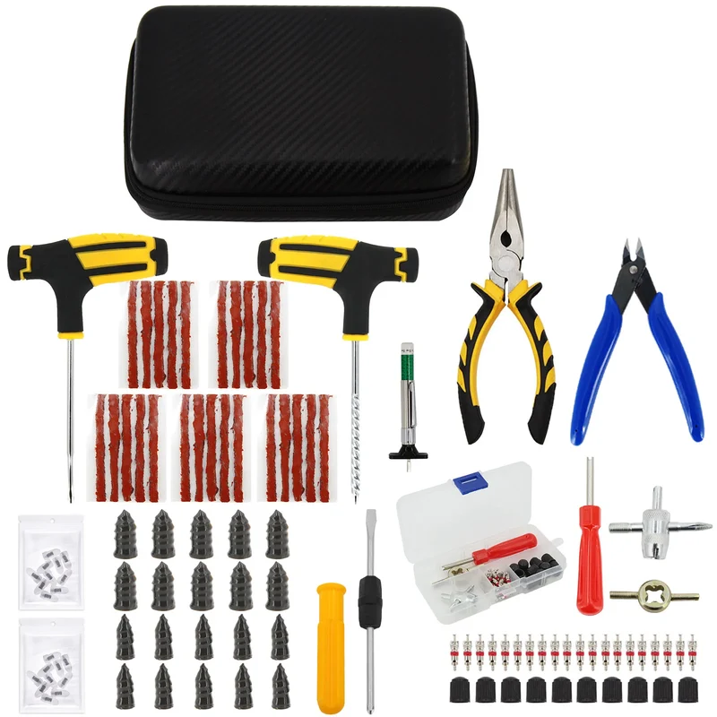 Auto Reifenreparatur Set PKW Pannenset 50Tlg Flickzeug + Zange Reparatur-Set