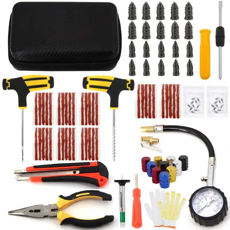 Auto Reifenreparatur Set PKW Pannenset 50Tlg Flickzeug + Zange Reparatur-Set