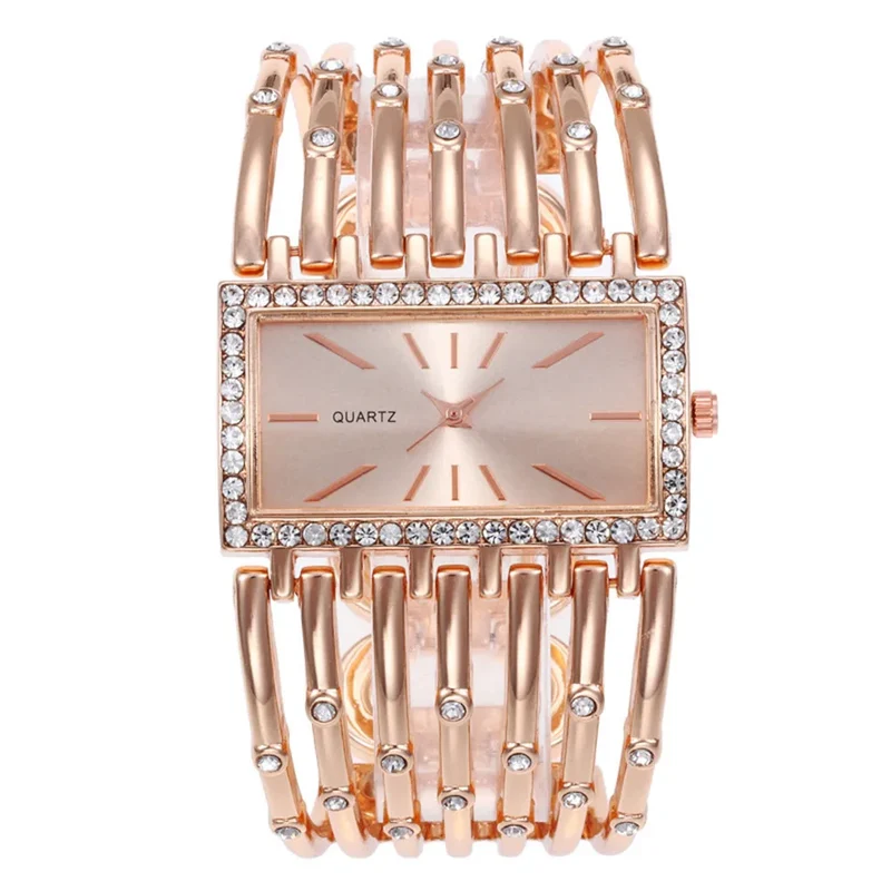 Damen Armbanduhr Armband Uhren Strass Luxus Quarz Silber Gold Business Quarzuhr